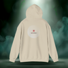 Sixth Stitch “4 Tha Homies Alliance Code Hoodie” in sand brown. Back print shows a diagonal white-striped circle with a small red square “S” logo centered inside, symbolizing unity through design.