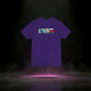 Back view of the Sixth Stitch Be Alive Spectrum Tee in "team purple" featuring the bold “Sixth Stitch Aviation” salvation graphic with red and cyan grid artwork.