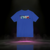 Back view of the Sixth Stitch Be Alive Spectrum Tee in true royal blue featuring the bold “Sixth Stitch Aviation” salvation graphic with red and cyan grid artwork.