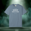 Sixth Stitch “Day One Tee” in ice blue. Classic arched white “Sixth Stitch” text across the chest with “EST. 2025” printed below.